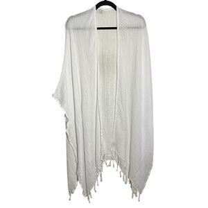Mersea Women's White Fringe Swim Cover Up 100% Cotton One Size Beach Vacation